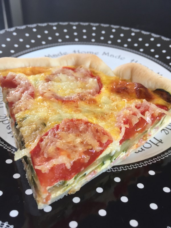 Quiche bacon, courgettes et tomates avec pâte brisée légère maison Rachel cuisine