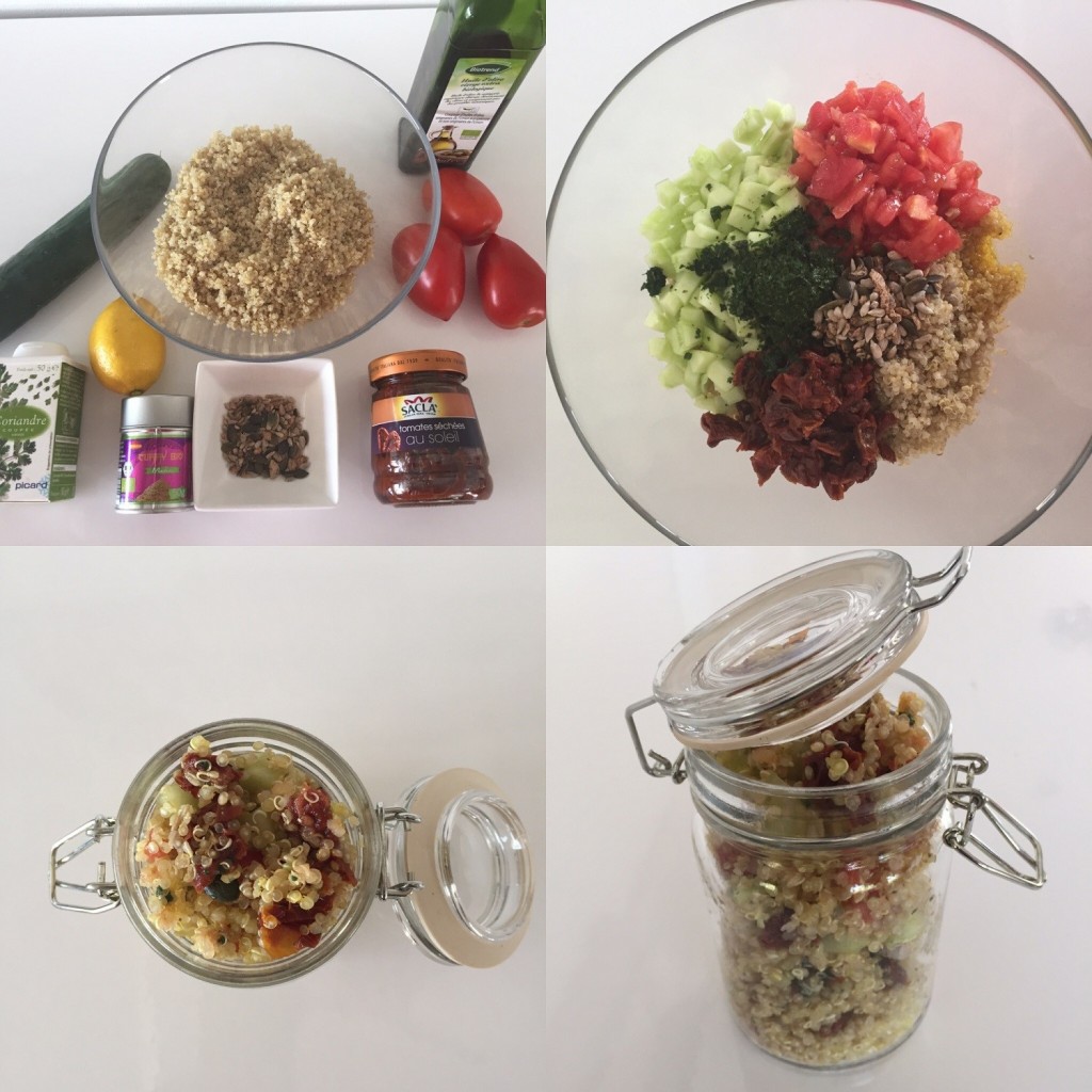 Taboulé quinoa, tomates séchées, concombre