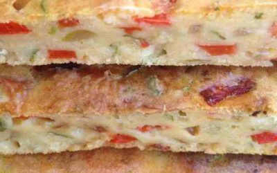 Cake poivron, chorizo et coriandre
