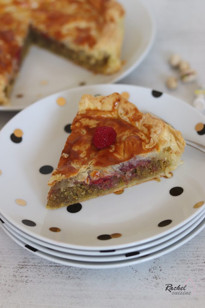 Galette des rois pistaches, framboises