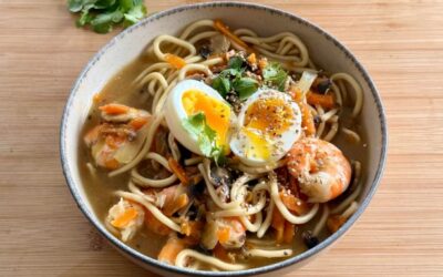 Ramens légumes, crevettes